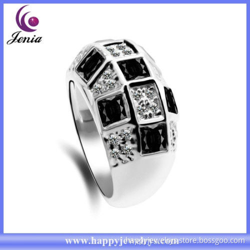 New model design hot selling black crystal gold plated engagement ring ( YWR2014794-3)